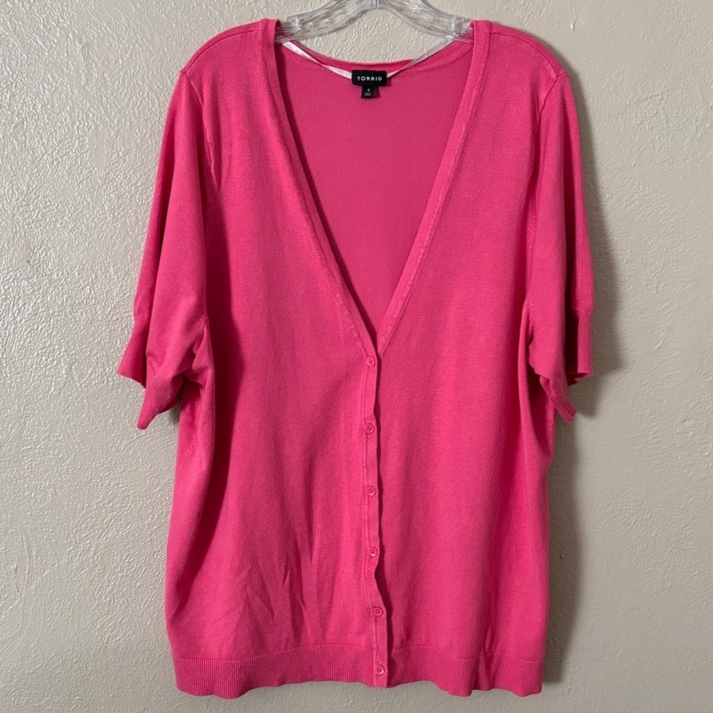 Torrid Women’s Plus Size V Neck Button Cardigan Sweater 4X Pink